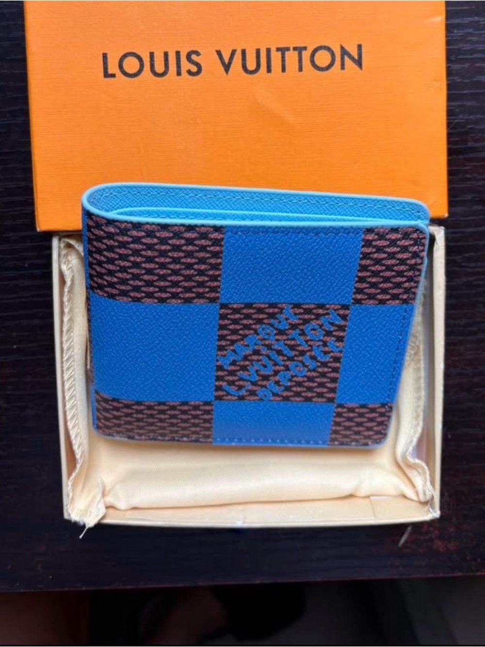 Louis Vuitton Blue and Brown Damier Card Holder